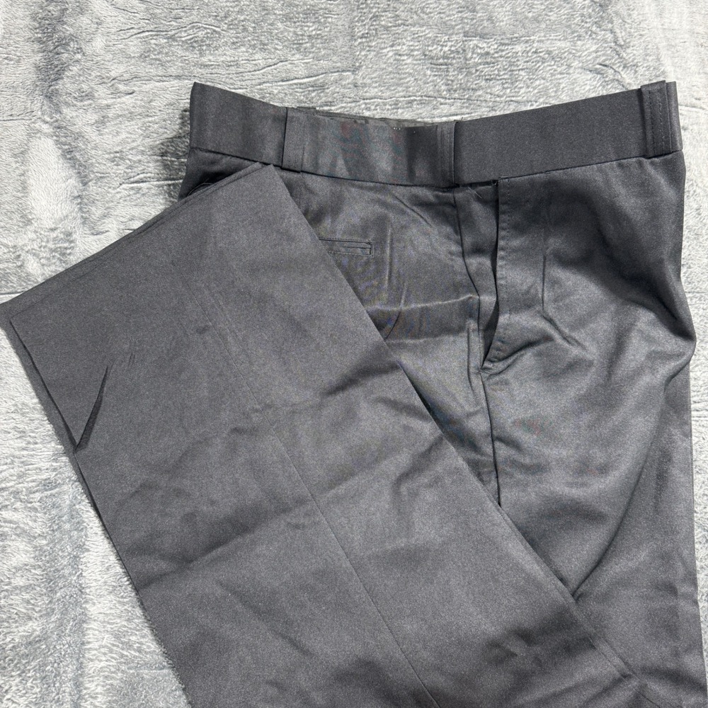 Haggar Dress Pants Mens 44x32 Black Flat Front‎ Trousers Durable Press